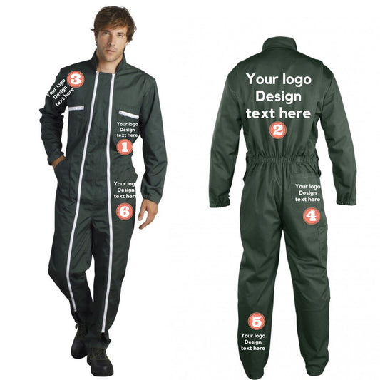 Blank dual zip Unisex Coverall with White injected double zipper