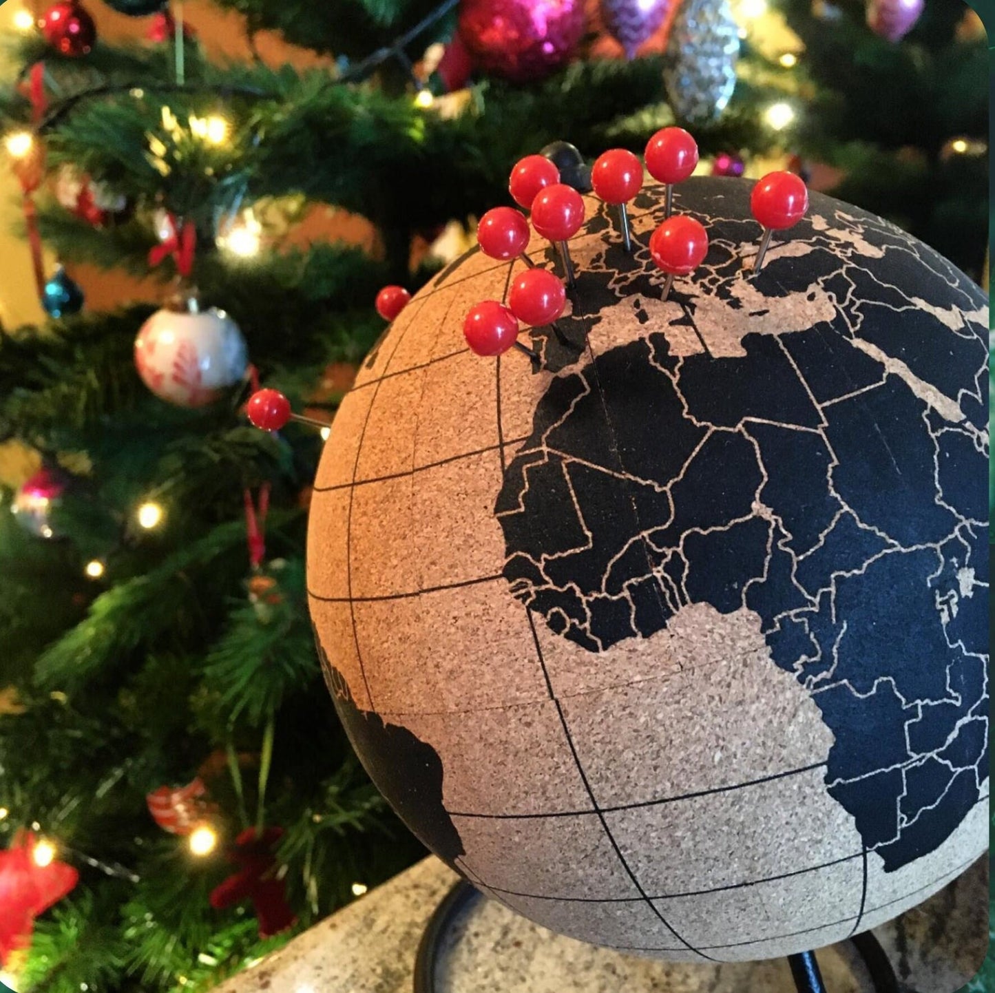 Cork Globe map with pins