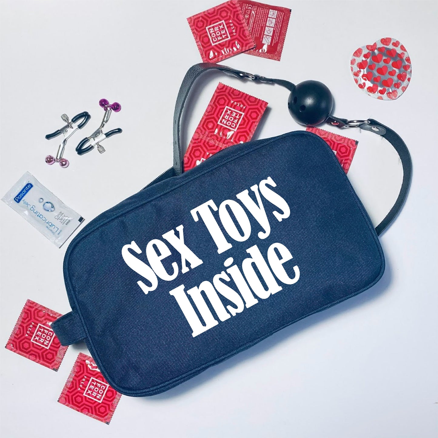 Sex Toys Inside accessory bag , masturbation kit , vibrator bag holder, birthday gift for best friend, Bachelorette cosmetic make up bag