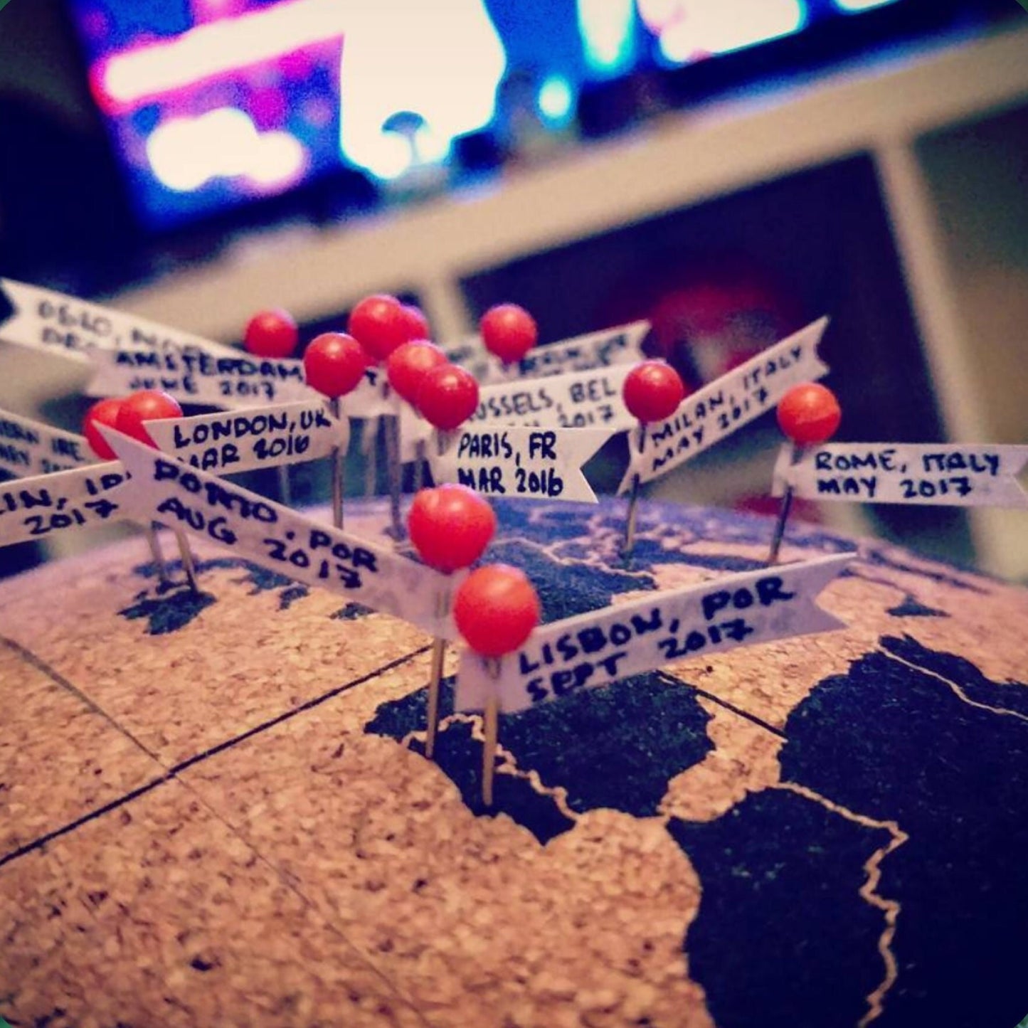 Cork Globe map with pins