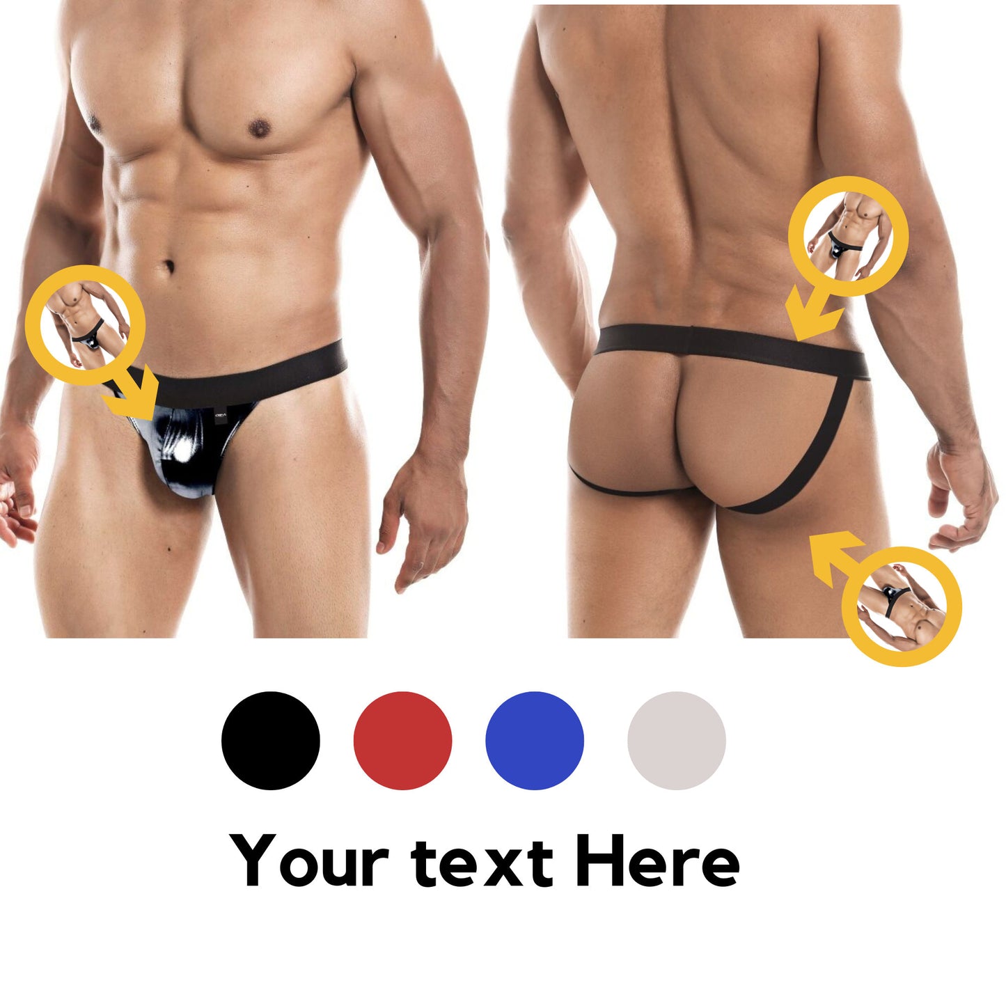 Men's Custom JOCKSTRAP briefs with your personalized logo, images, photos or text