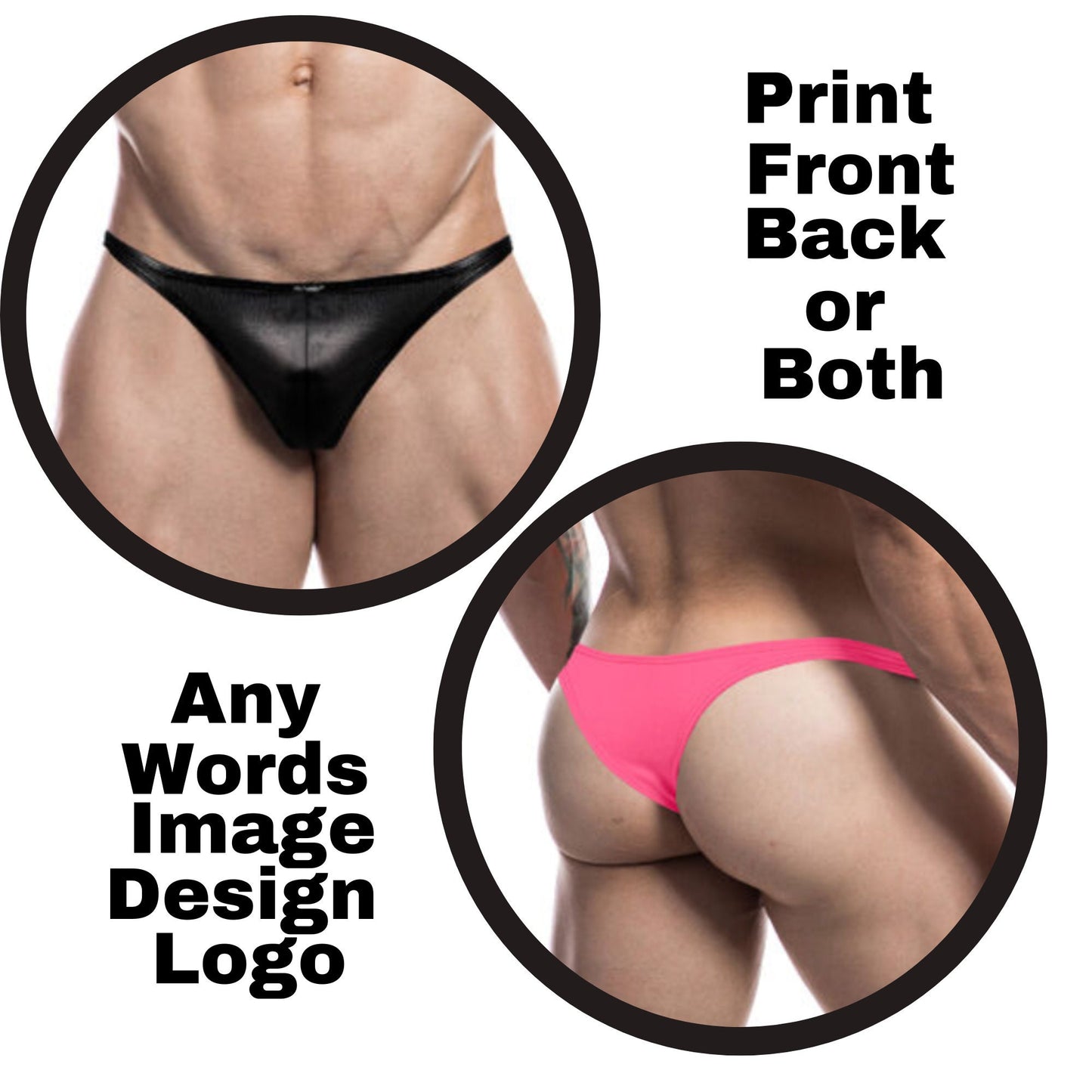 Men's Custom Brazilian Thong with your personalized logo, images, photos or text