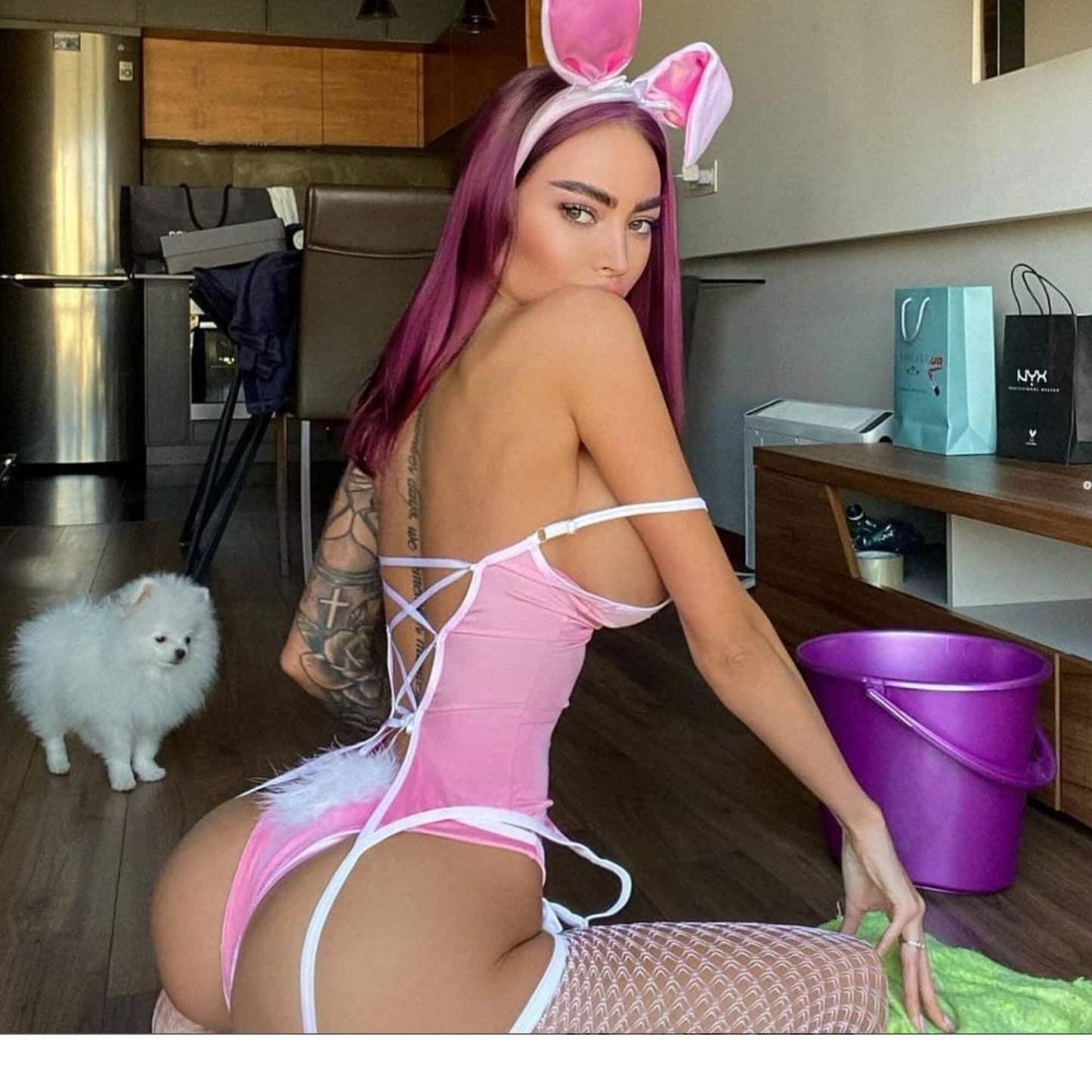 Sexy Pink  Playboy Easter Costume