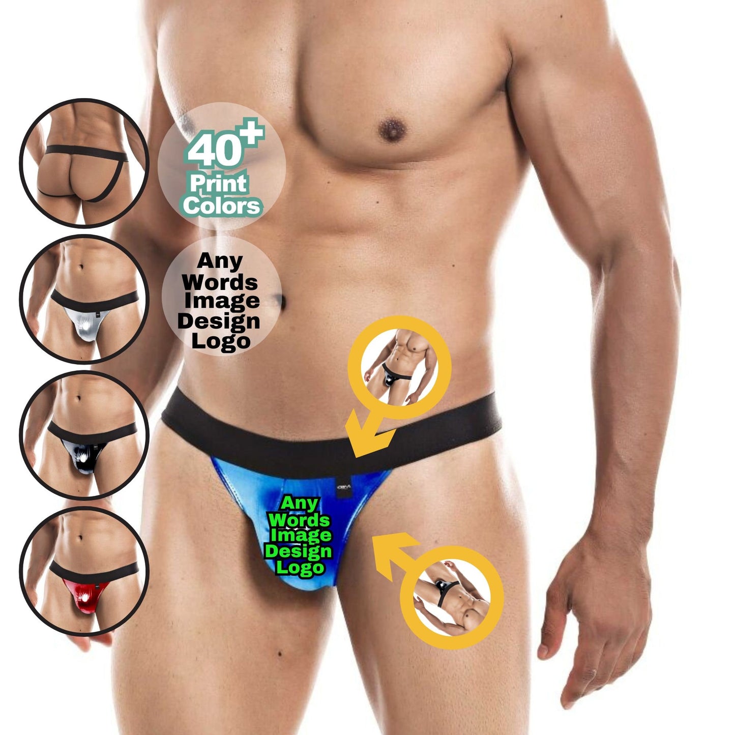 Men's Custom JOCKSTRAP briefs with your personalized logo, images, photos or text