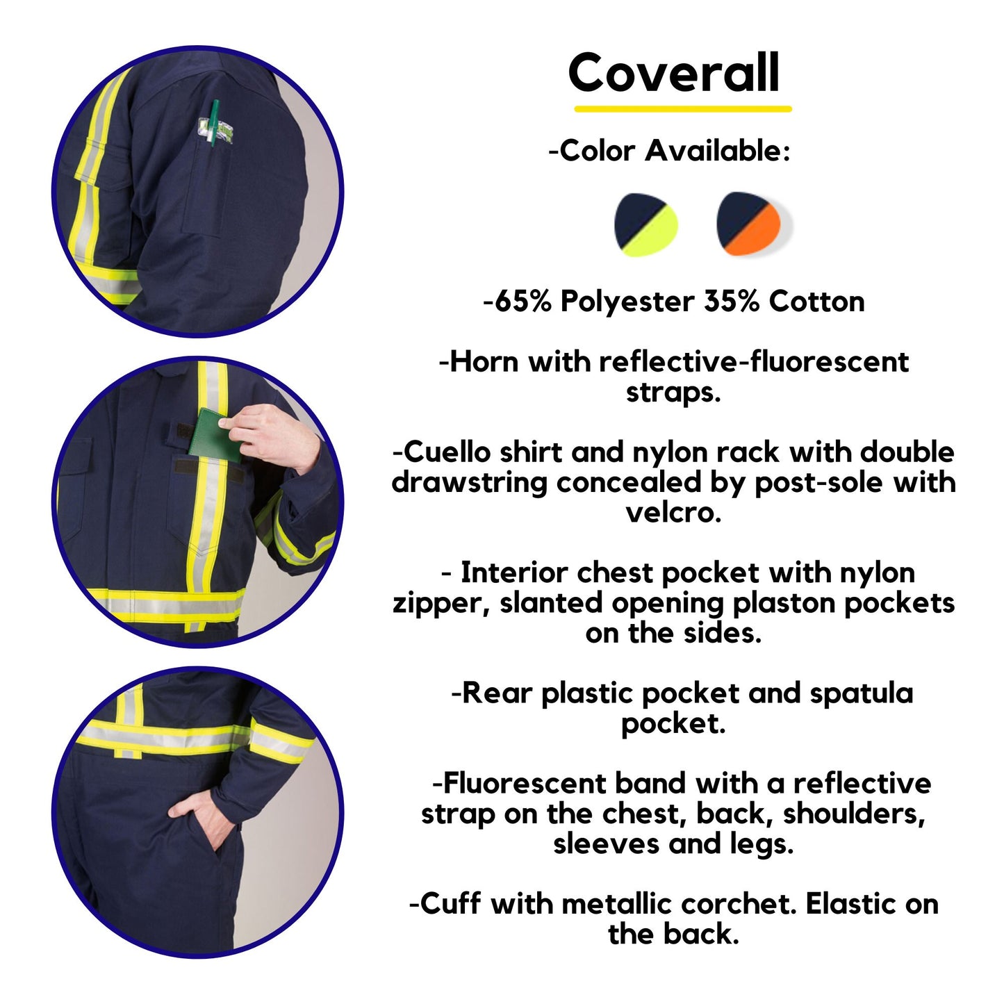 Custom Work Coverall w/ reflective-fluorescent strap