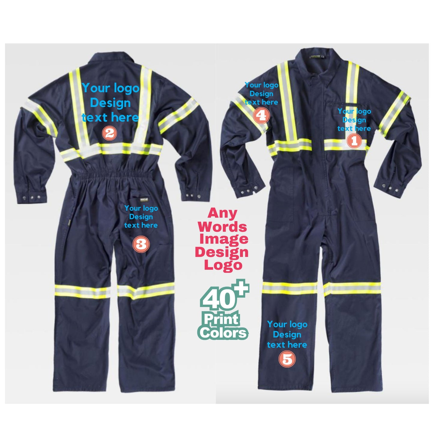 Custom Work Coverall w/ reflective-fluorescent strap