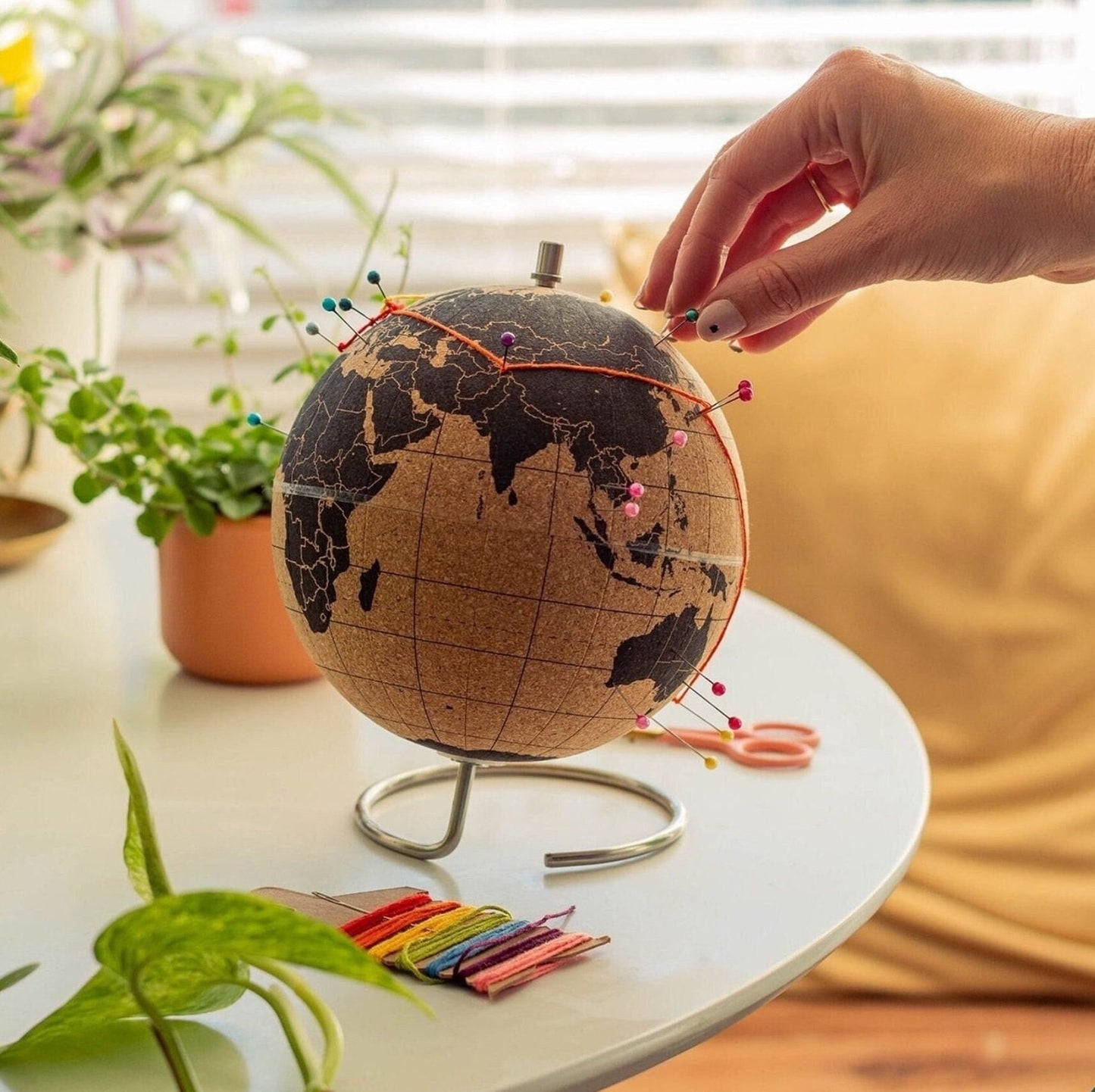 Cork Globe map with pins