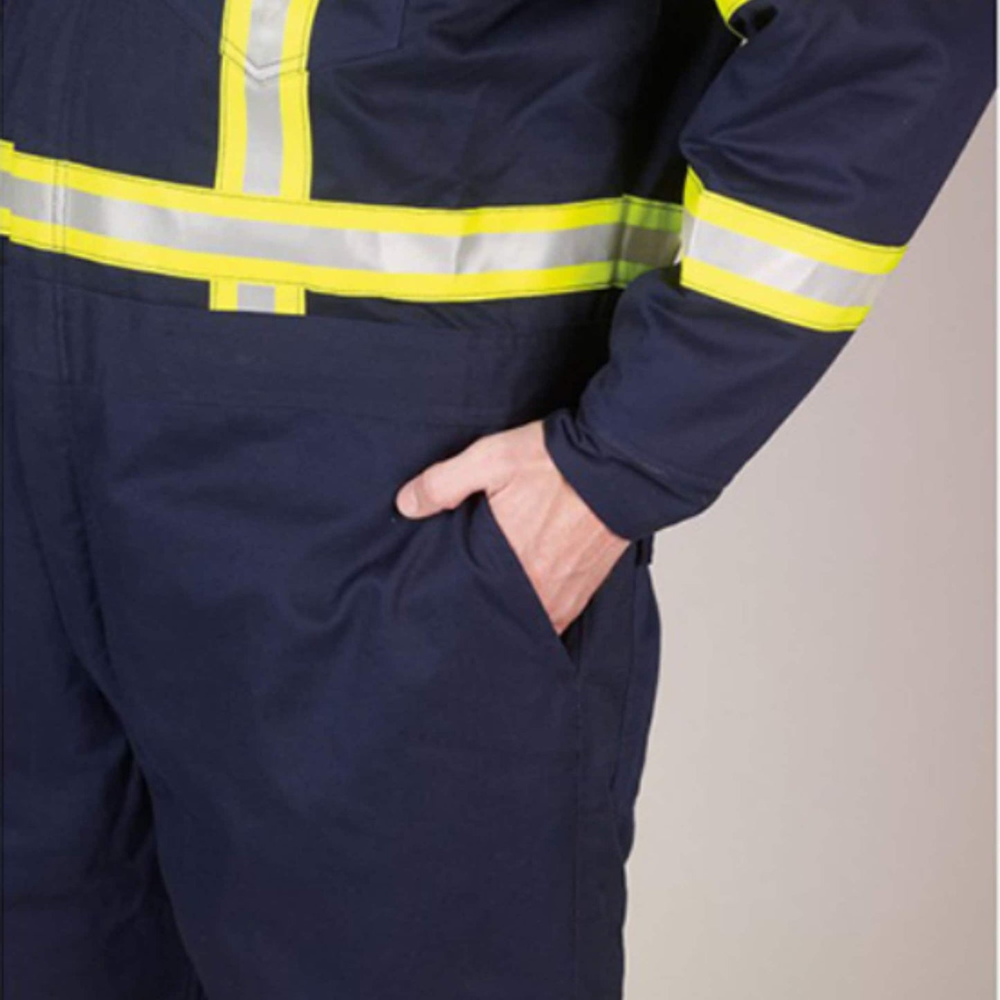 Custom Work Coverall w/ reflective-fluorescent strap