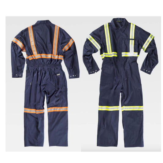 Custom Work Coverall w/ reflective-fluorescent strap