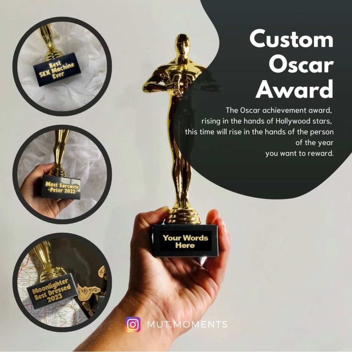 Custom Oscar Award, Personalized Oscar Award, Oscar Prize, Make Your Own Awards, Funny Oscar Award Gift, Corporate Gifts, Birthday Gift